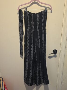 Strapless Black & Gray Patterned Kids Pant Jumpsuit 002